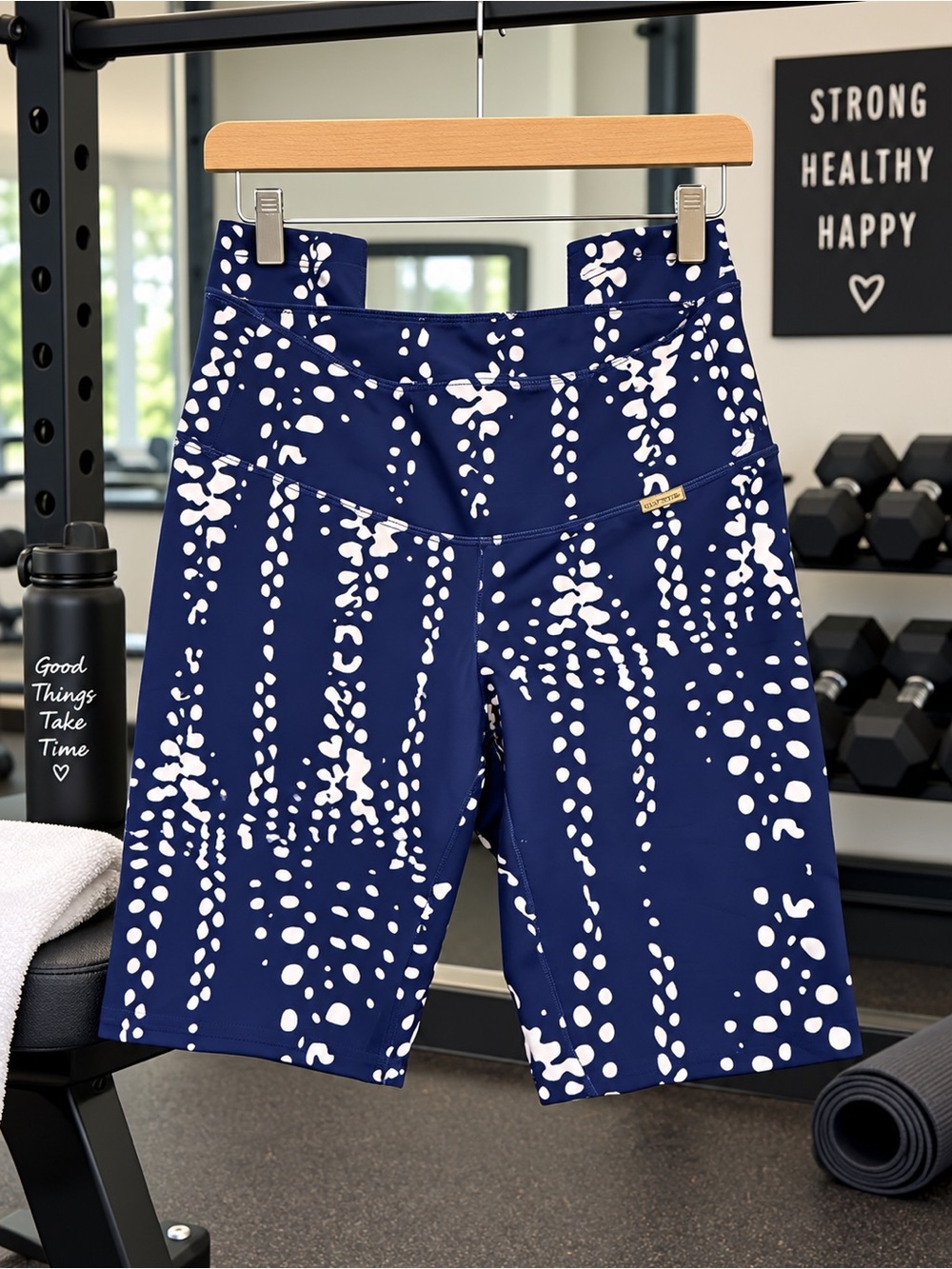 Cleo Harper Navy Blue Leggings with White Dot Print